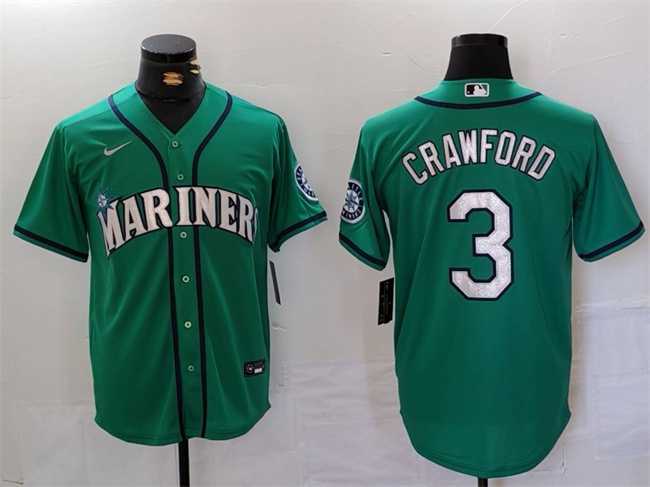 Men%27s Seattle Mariners #3 J.P. Crawford Aqua Cool Base Stitched jersey